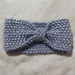 Grey rhinestone ear warmers/head wrap